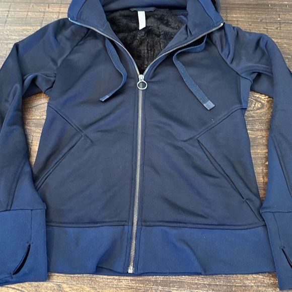 Athleta Triumph Luxe Shine Zip-Up Hoodie Lined Navy Size XS - Picture 5 of 8